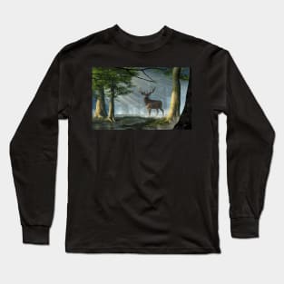 Red Deer in the Deep Forest Long Sleeve T-Shirt